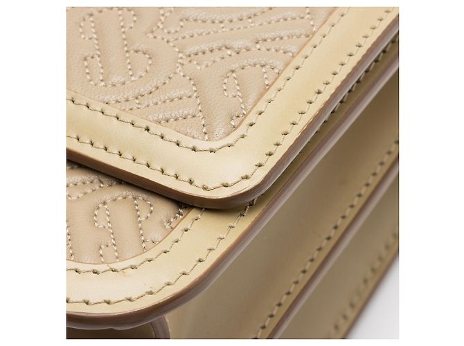 Borsa a tracolla Small con patta e catena in pelle goffrata Burberry TB Monogram Marrone Beige - vista 10