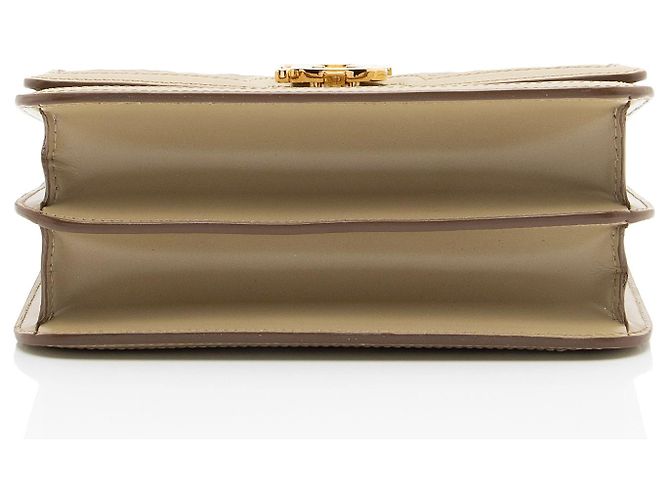 Borsa a tracolla Small con patta e catena in pelle goffrata Burberry TB Monogram Marrone Beige - vista 4