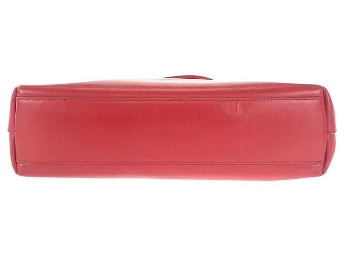 Prada Perforated Leather Suede Tote Red - view 10
