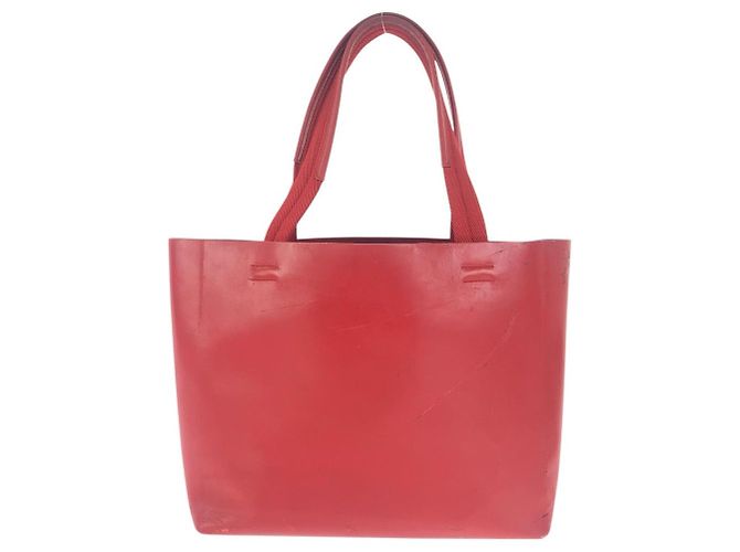 Prada Perforated Leather Suede Tote Red - view 2