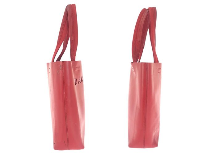 Prada Perforated Leather Suede Tote Red - view 8