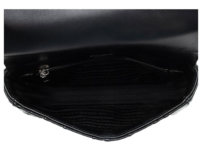 Borsa a patta piccola Prada Nappa Gaufre con catena Nero - vista 6