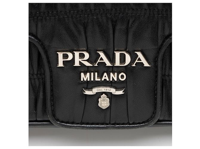Borsa a patta piccola Prada Nappa Gaufre con catena Nero - vista 8