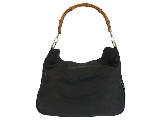 Borsa a tracolla Gucci Bamboo in nylon Nero - vista 2