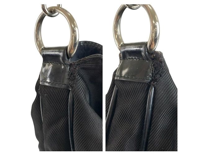 Borsa a tracolla Gucci Bamboo in nylon Nero - vista 5