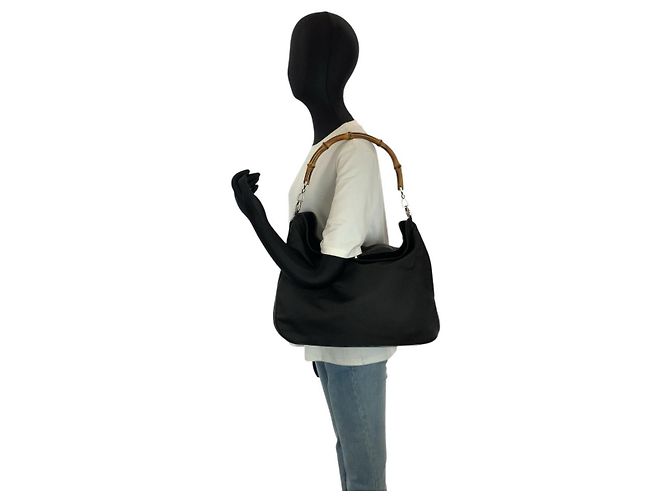 Borsa a tracolla Gucci Bamboo in nylon Nero - vista 6