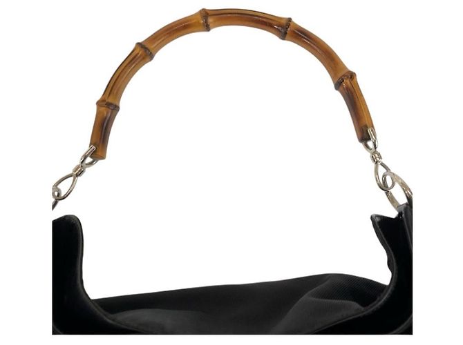 Borsa a tracolla Gucci Bamboo in nylon Nero - vista 8