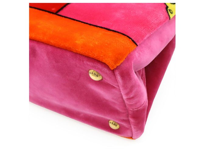 Borsa a mano Prada Mini Canapa Trompe-l'oeil Rosa - vista 3