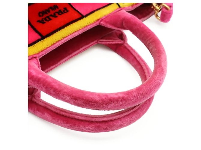 Borsa a mano Prada Mini Canapa Trompe-l'oeil Rosa - vista 4