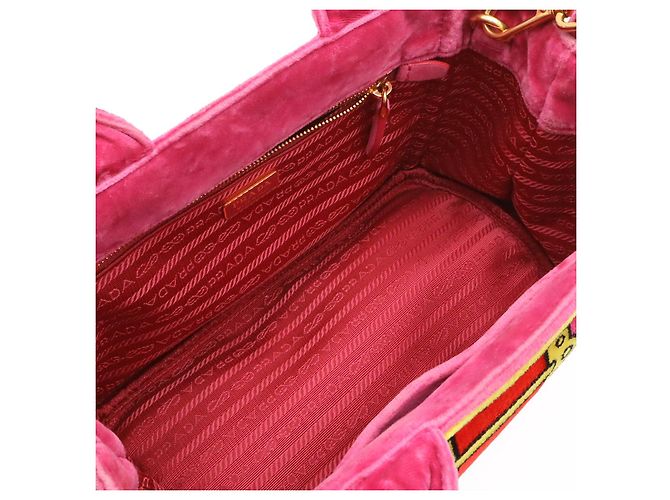 Borsa a mano Prada Mini Canapa Trompe-l'oeil Rosa - vista 5