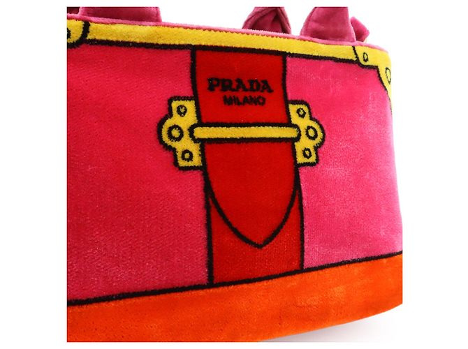 Borsa a mano Prada Mini Canapa Trompe-l'oeil Rosa - vista 7