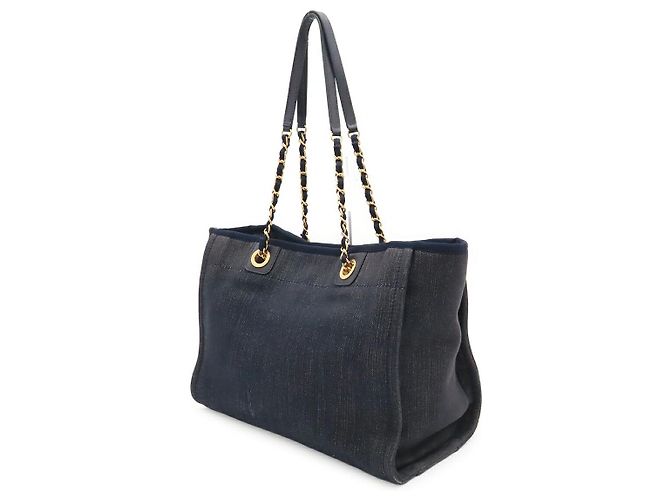 Borsa Chanel Deauville Tote Blu - vista 2