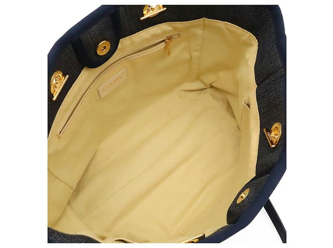 Borsa Chanel Deauville Tote Blu - vista 6