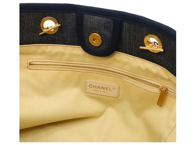 Borsa Chanel Deauville Tote Blu - vista 7