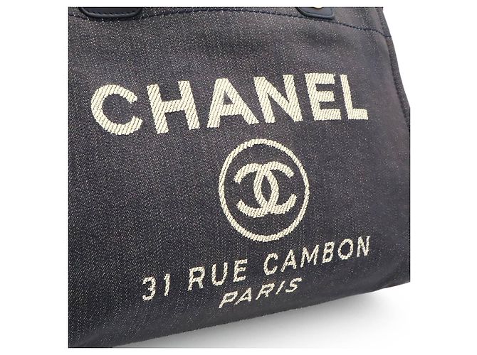 Borsa Chanel Deauville Tote Blu - vista 8