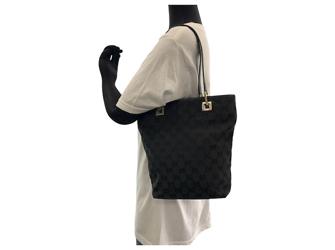 Borsa Tote Gucci GG Canvas Nero - vista 7