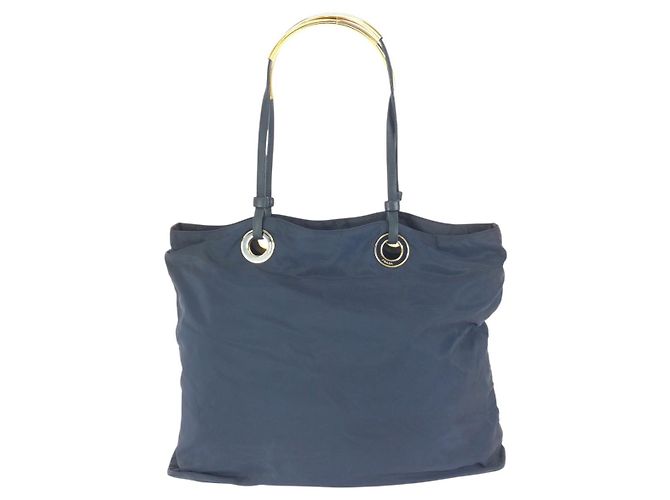 Borsa Tote Prada Tessuto con logo triangolare Blu - vista 2
