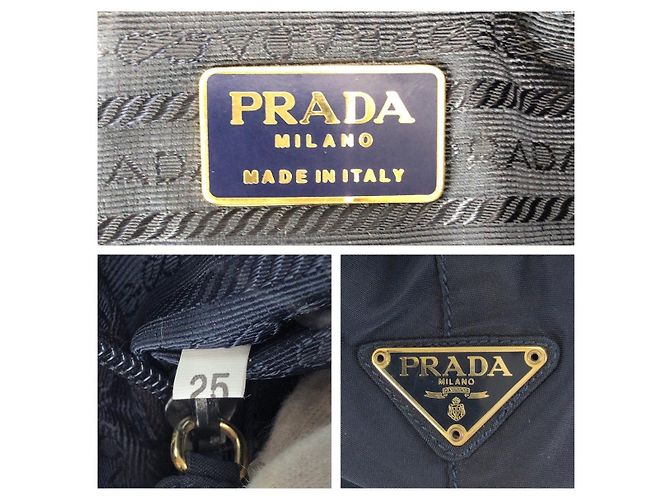 Borsa Tote Prada Tessuto con logo triangolare Blu - vista 4