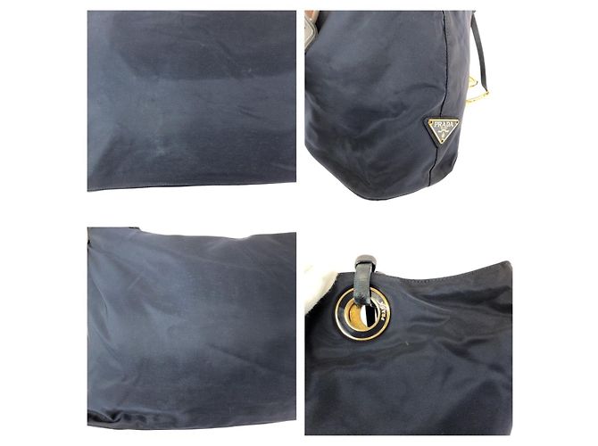 Borsa Tote Prada Tessuto con logo triangolare Blu - vista 5