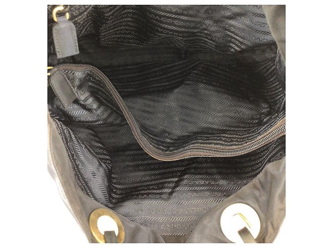 Borsa Tote Prada Tessuto con logo triangolare Blu - vista 9