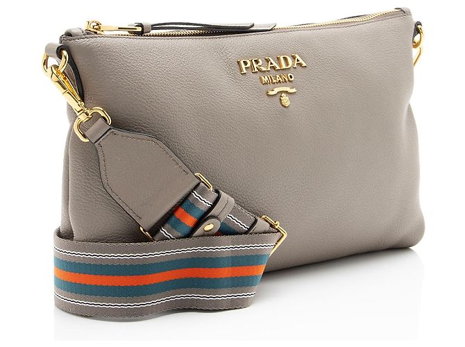 Prada Vitello Phenix Zip Crossbody Grigio - vista 2