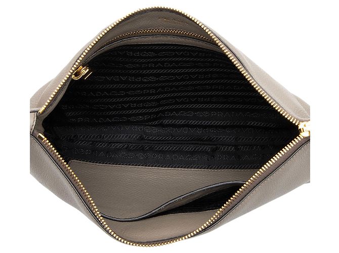 Prada Vitello Phenix Zip Crossbody Grigio - vista 6