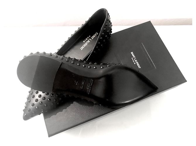 Autre Marque Saint Laurent Ballerine in pelle nera borchiate Nero - vista 3