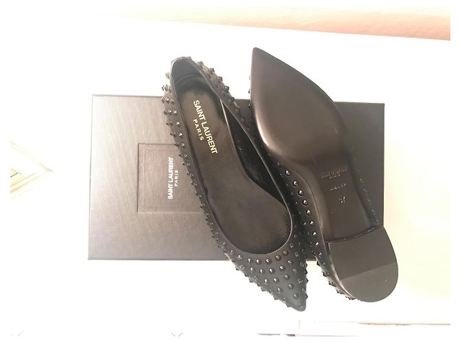 Autre Marque Saint Laurent Ballerine in pelle nera borchiate Nero - vista 4