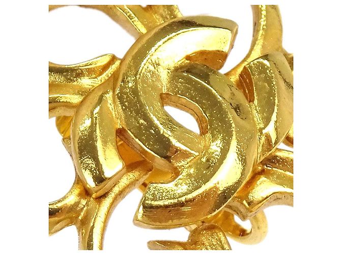 Chanel Vintage CC Flower Clip-On Metal D'oro - vista 3