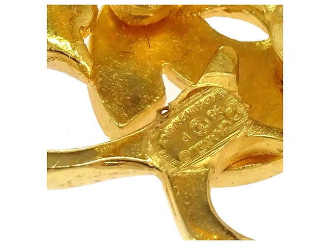 Chanel Vintage CC Flower Clip-On Metal D'oro - vista 5