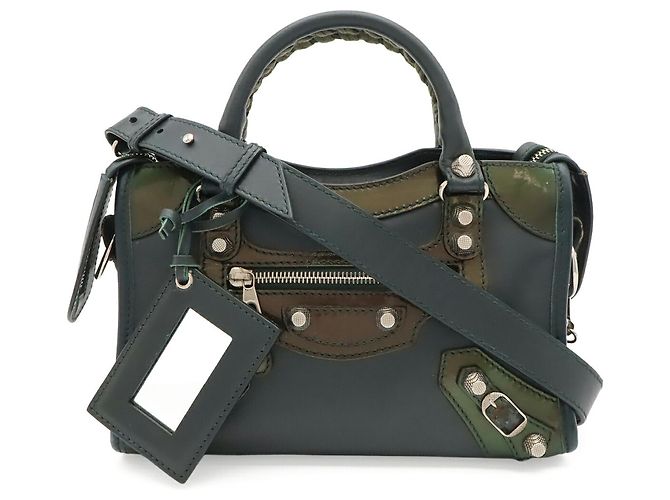 Borsa Balenciaga Giant Mini City Verde scuro - vista 2