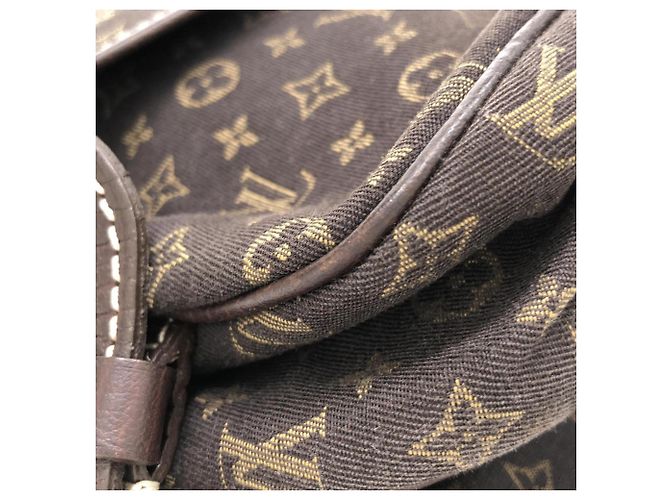 Borsa a tracolla Louis Vuitton Monogram Mini Lin Saumur Marrone - vista 3