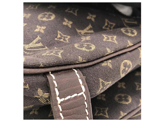 Borsa a tracolla Louis Vuitton Monogram Mini Lin Saumur Marrone - vista 4
