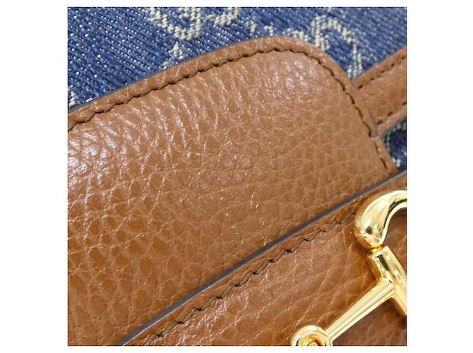 Borsa a tracolla Gucci Horsebit 1955 Crudo Blu scuro - vista 4