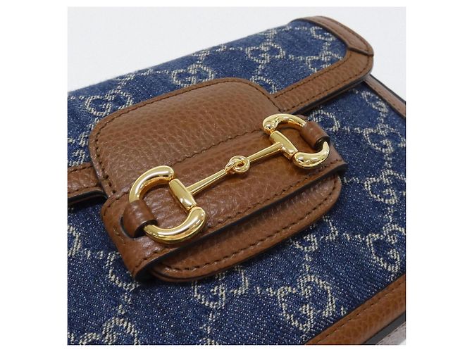 Borsa a tracolla Gucci Horsebit 1955 Crudo Blu scuro - vista 5