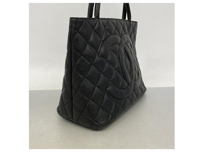 Borsa Tote Chanel in pelle di vitello grana nera Nero - vista 2