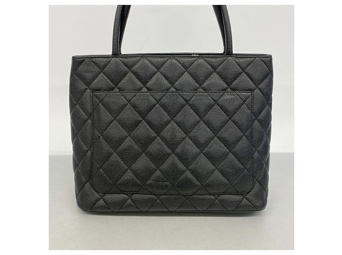Borsa Tote Chanel in pelle di vitello grana nera Nero - vista 9