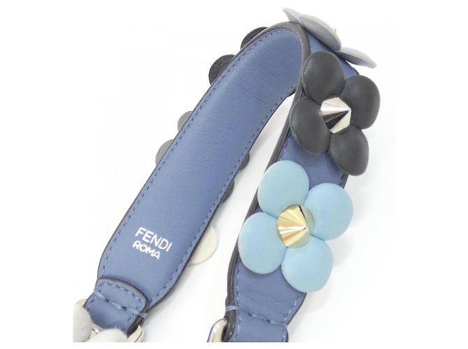 Fendi Mini Strap You in pelle blu e oro D'oro - vista 2