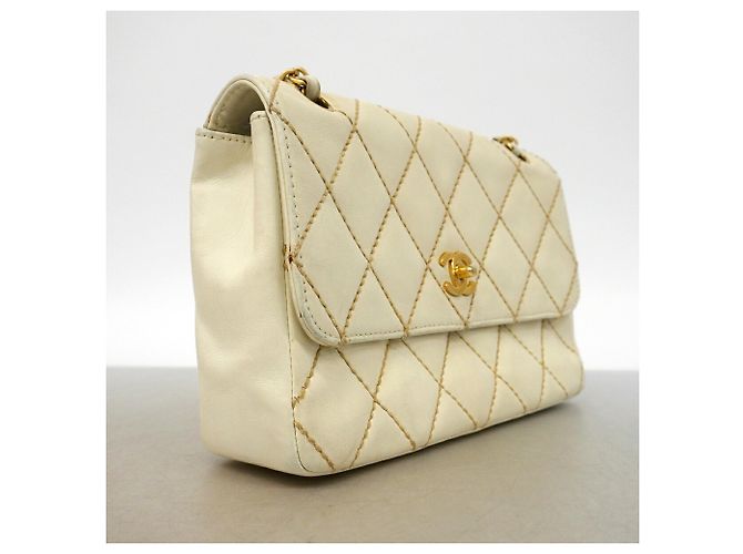 Borsa a tracolla Chanel in pelle bianca Bianco - vista 2