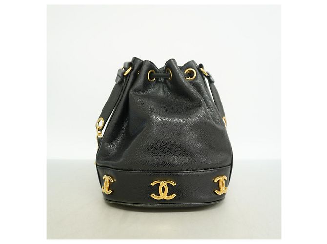 Borsa a tracolla Chanel Triple Coco in pelle caviar Nero - vista 9
