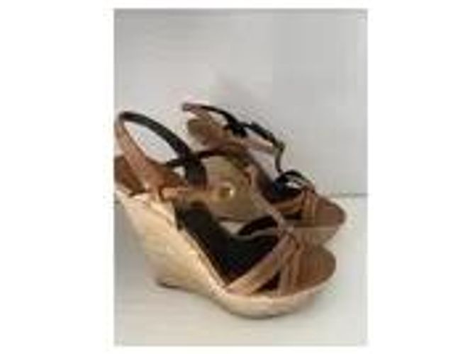 Sandali con zeppa Burberry in pelle marrone - vista 2
