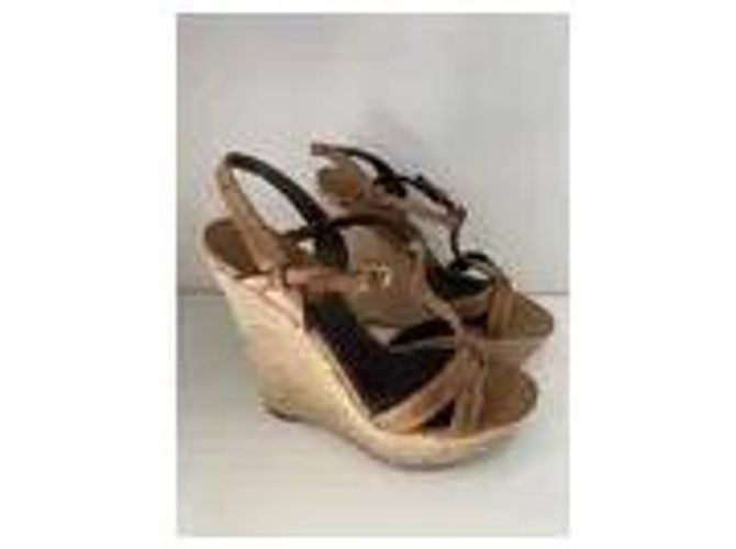 Sandali con zeppa Burberry in pelle marrone - vista 6