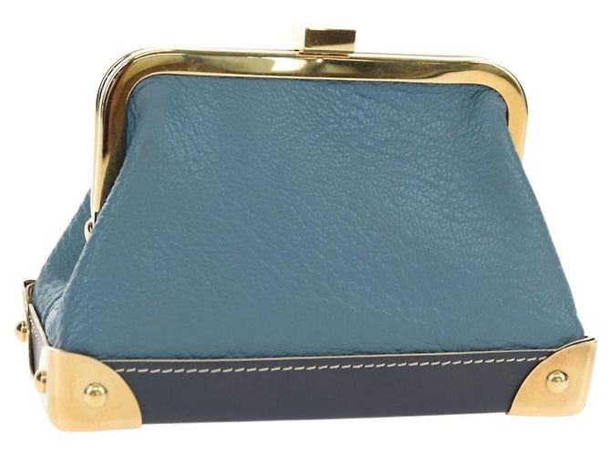 Louis Vuitton Porte-Monnaie Coin Purse Leather Azul - vista 3