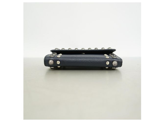 Saffiano Portafoglio tri-fold Prada in pelle blu navy - vista 2
