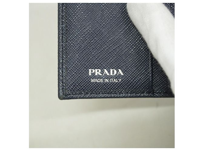 Saffiano Portafoglio tri-fold Prada in pelle blu navy - vista 4