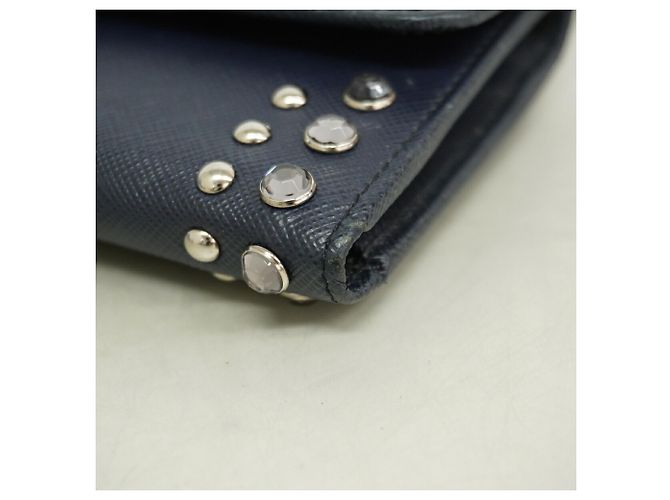 Saffiano Portafoglio tri-fold Prada in pelle blu navy - vista 5