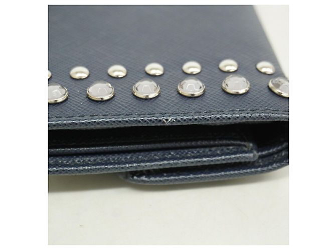 Saffiano Portafoglio tri-fold Prada in pelle blu navy - vista 6