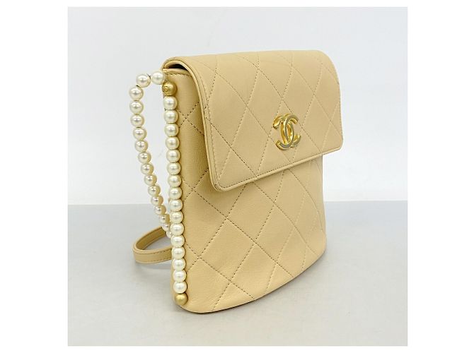 Timeless Borsa a tracolla Chanel Matelassé in pelle di agnello Beige - vista 2
