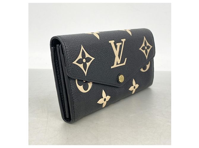 Sarah Louis Vuitton Monogram Empreinte Bicolor Long Wallet Black Beige - view 2