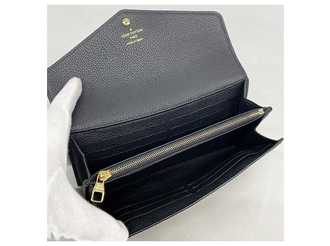 Sarah Louis Vuitton Monogram Empreinte Bicolor Long Wallet Black Beige - view 3